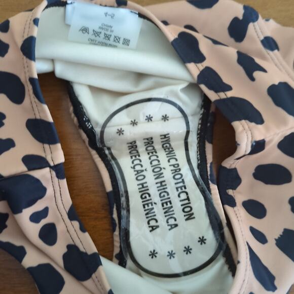 Marina West girl's two piece leopard print one shoulder ruffle top swim set 4-5 - Picture 3 of 7